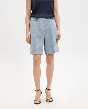 Peserico Blue linen shorts with lapels P0414002598