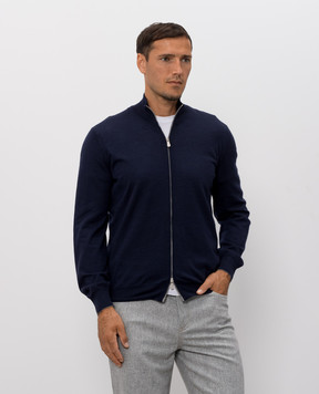 Brunello Cucinelli Blue wool and cashmere cardigan M2400106
