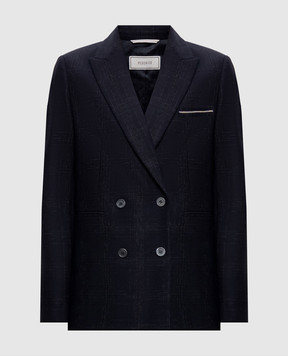 Peserico Blue double-breasted checked wool jacket A0169906548