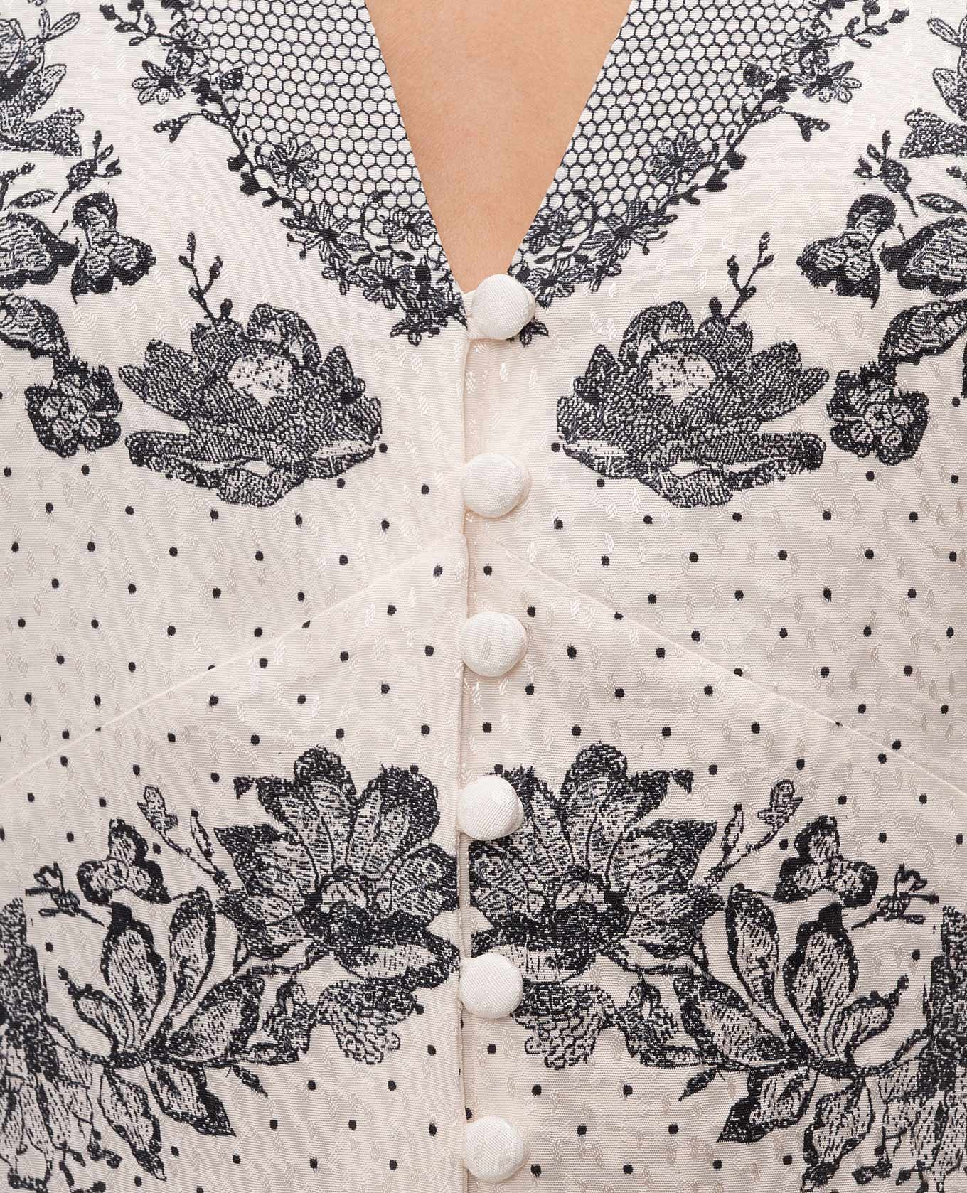 

Ivory polka dot dress with floral print Twinset, Beige