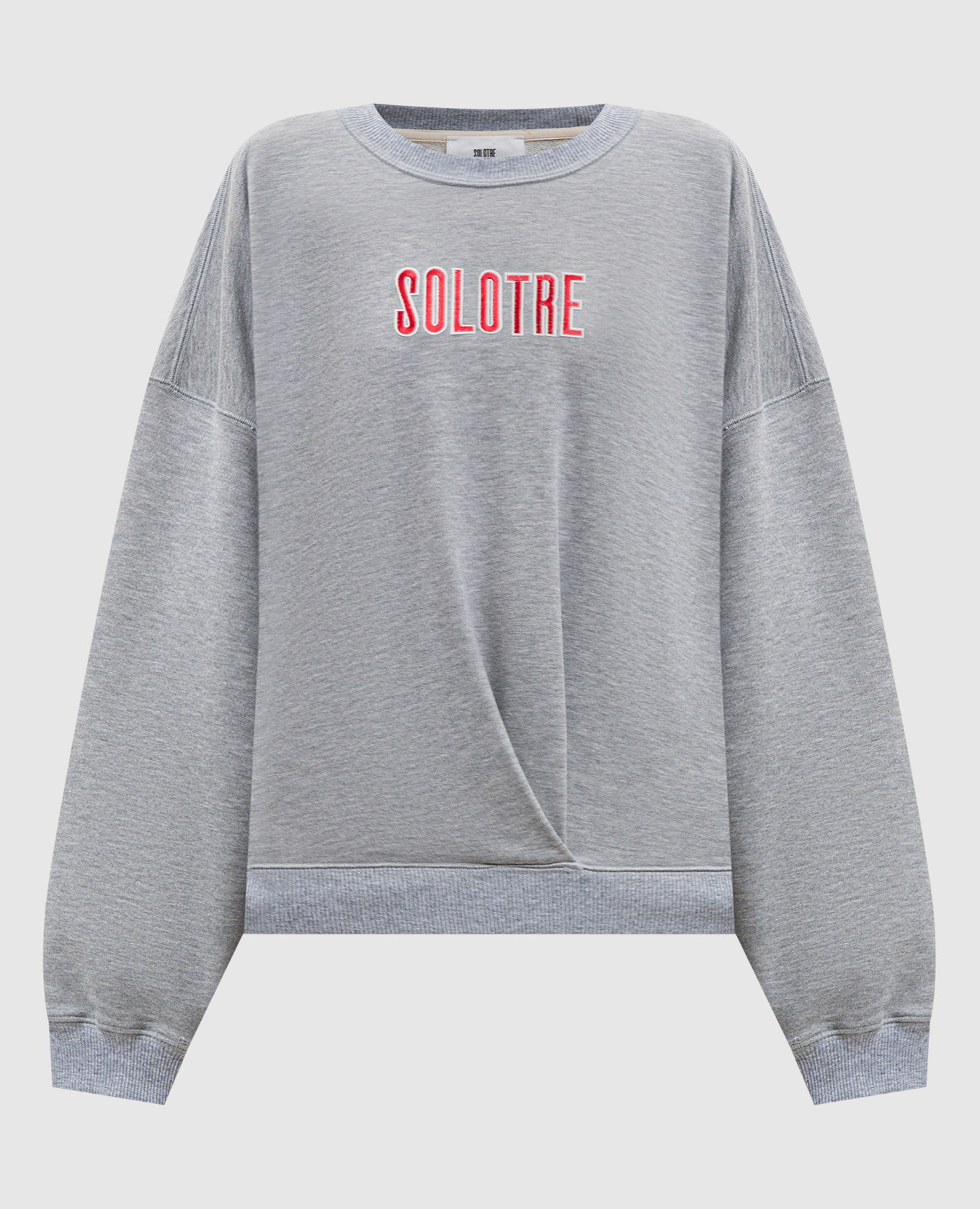 Grey melange sweatshirt with logo embroidery Solotre