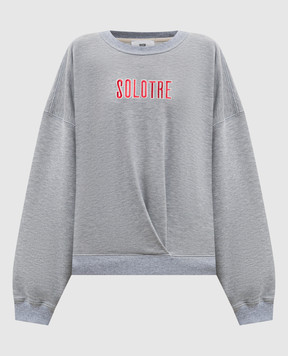 Solotre Grey melange sweatshirt with logo embroidery M1AB0151