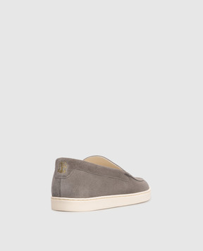 Brunello Cucinelli Gray suede slip-ons MZUHVSP335