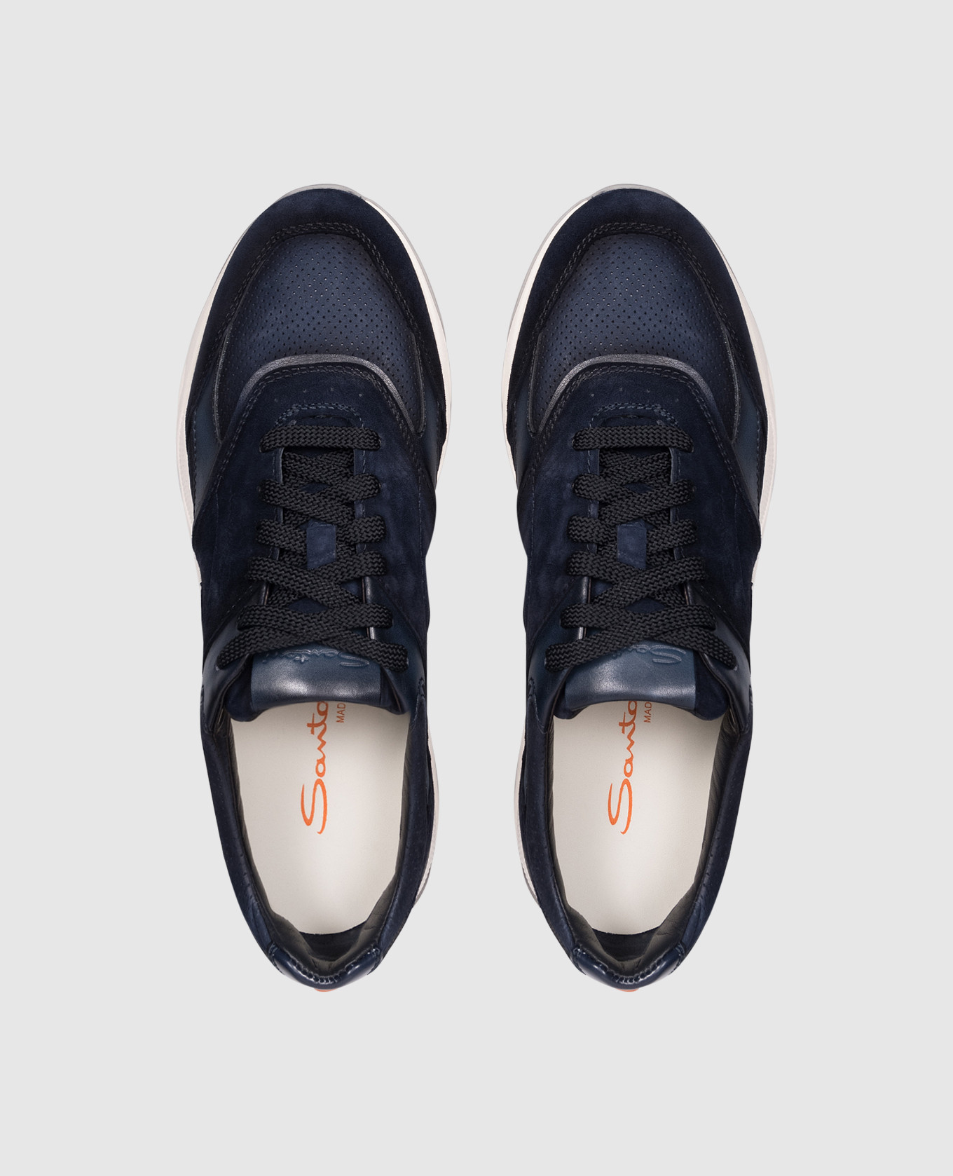 

Blue suede sneakers with perforations Santoni