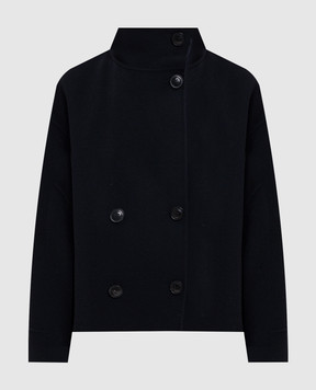Max Mara STACERI blue double-breasted coat made of wool, silk and cashmere MSTACERI