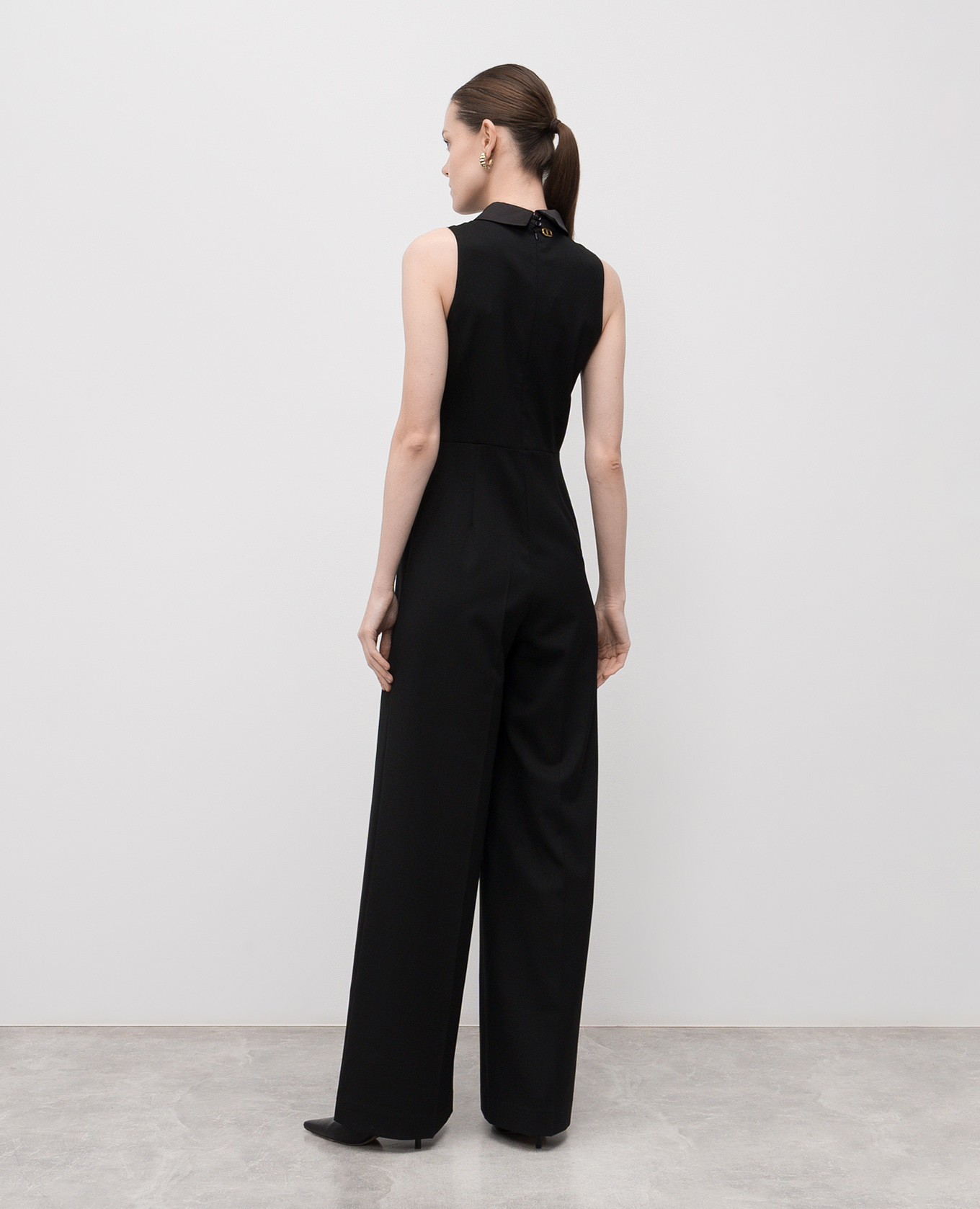 Black wool jumpsuit with logo Twinset 3