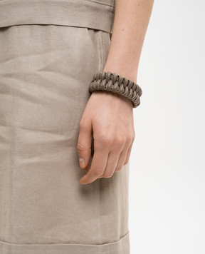 Peserico Brown leather bracelet with monil chain E35519C0CC818