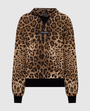 Dolce&Gabbana Brown leopard print hoodie F9U48TFS785