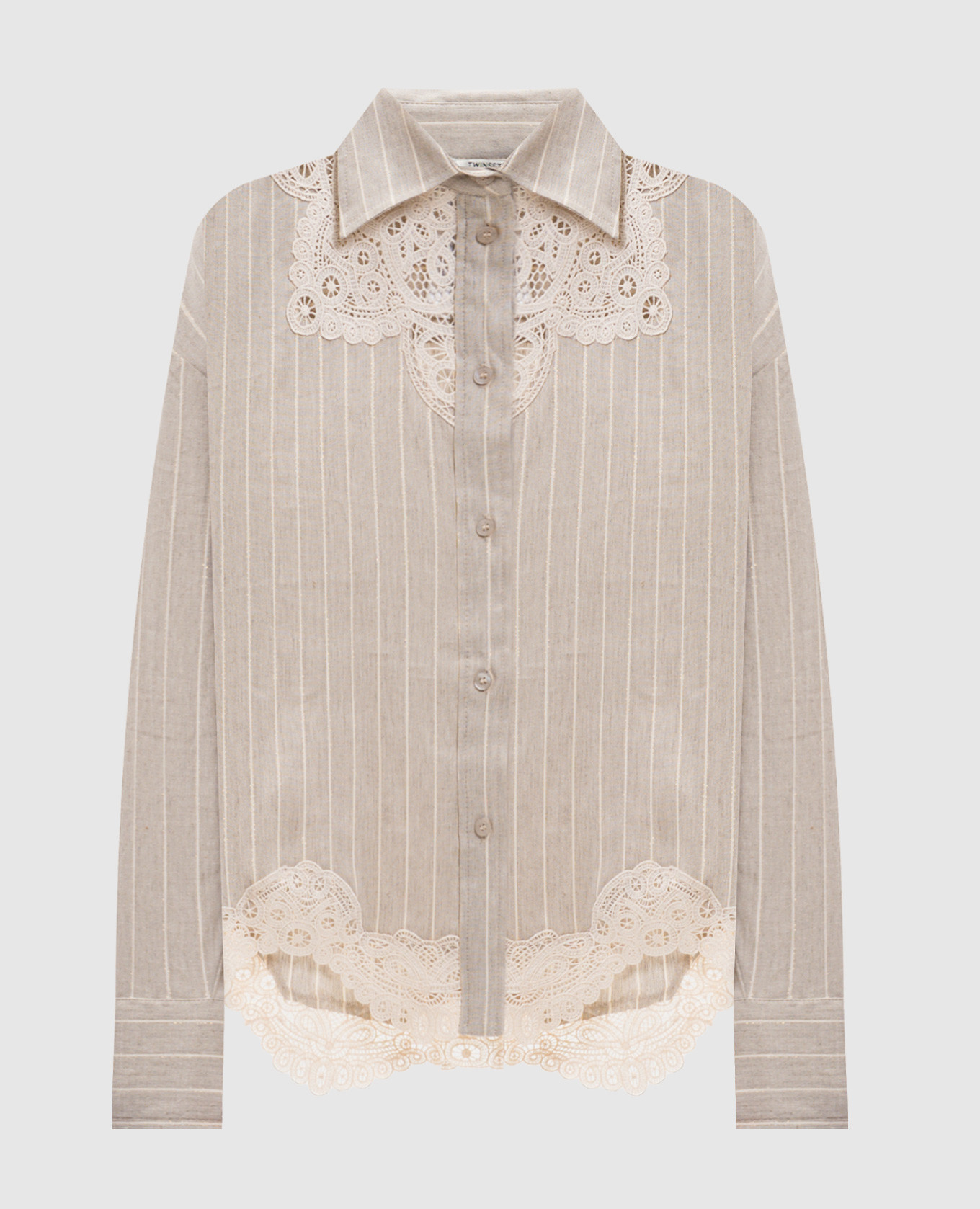

Beige striped linen shirt Twinset