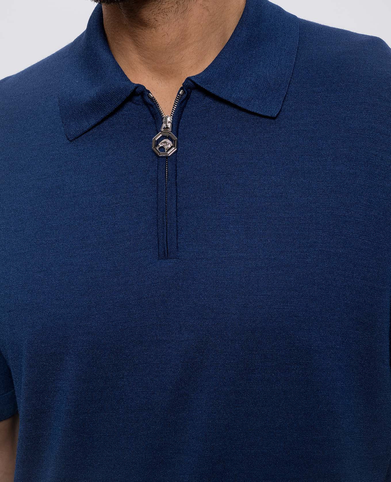 

Blue silk polo shirt with emblem Stefano Ricci