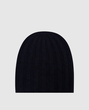 Pini Parma Blue ribbed cashmere hat CUFFIABL