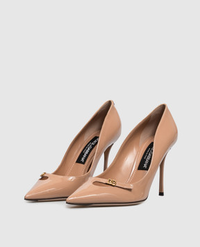 Dolce&Gabbana Beige patent leather shoes with DG monogram CD2004A1471