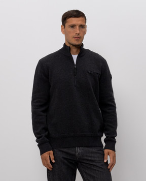 Moncler Gray wool and cashmere sweater with zipper L20919F00001M4281