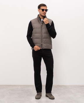 Stefano Ricci Grey wool and cashmere down vest MDJ63002105803