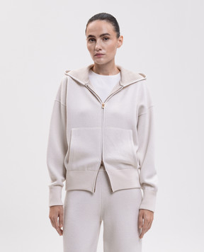 Agnona Ivory cashmere, wool and silk track jacket KN120282G120Q