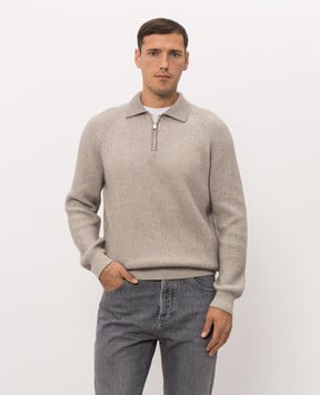 Brunello Cucinelli Gray cashmere zipper sweater M22700505