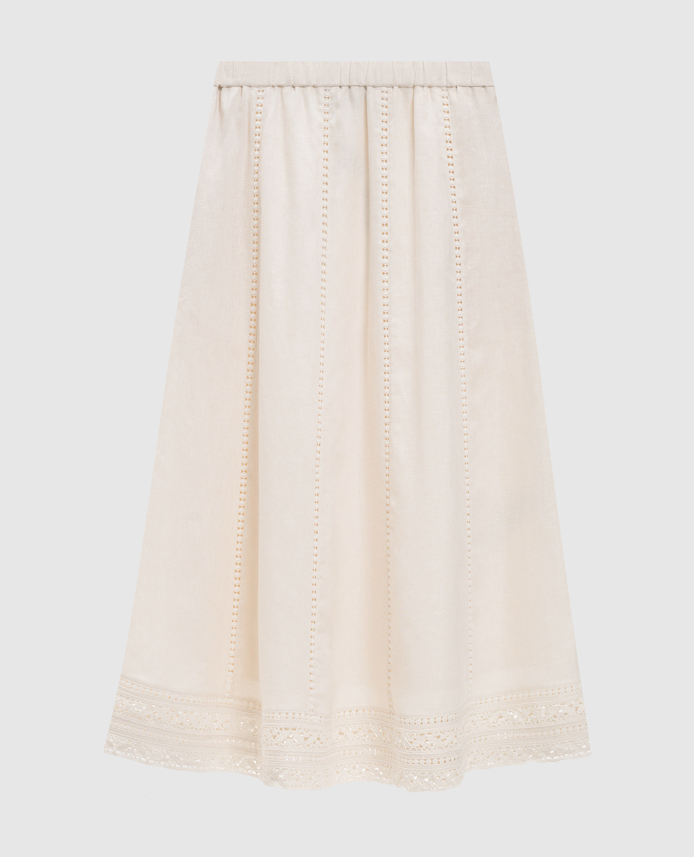 

GERGO ivory linen skirt with embroidery Max Mara Weekend, Beige