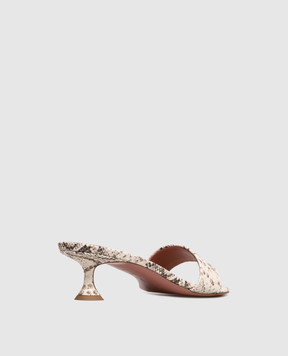 Amina Muaddi Andreea beige leather mules with reptile leather embossing 17S366178AND