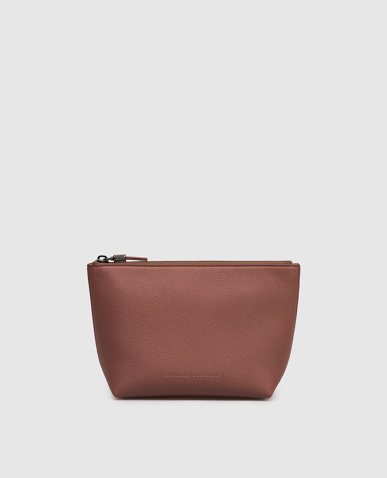 

Terracotta leather clutch with logo Brunello Cucinelli, Red