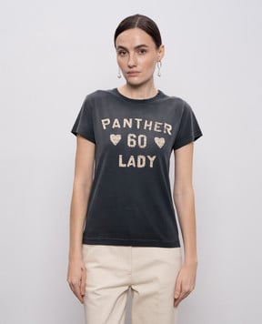 Valentino Grey Panther Lady T-shirt with vintage effect 8B3MG24Y9GL