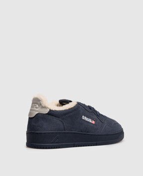 AUTRY MEDALIST blue suede sneakers with fur AUXMOH07