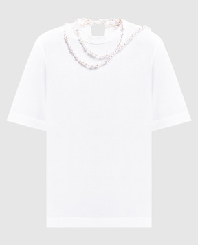 Carven White T-shirt with a necklace 6262K21217