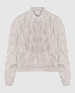 Peserico Gray openwork cardigan with lurex wool A99248F05G9100