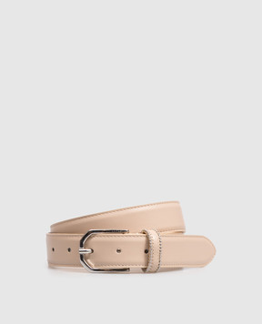 Peserico Beige leather belt with monil chain S32612C0CC938