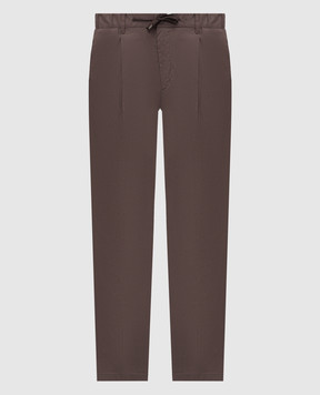 Herno Brown pants with metal logo plate PT000166U13164Z