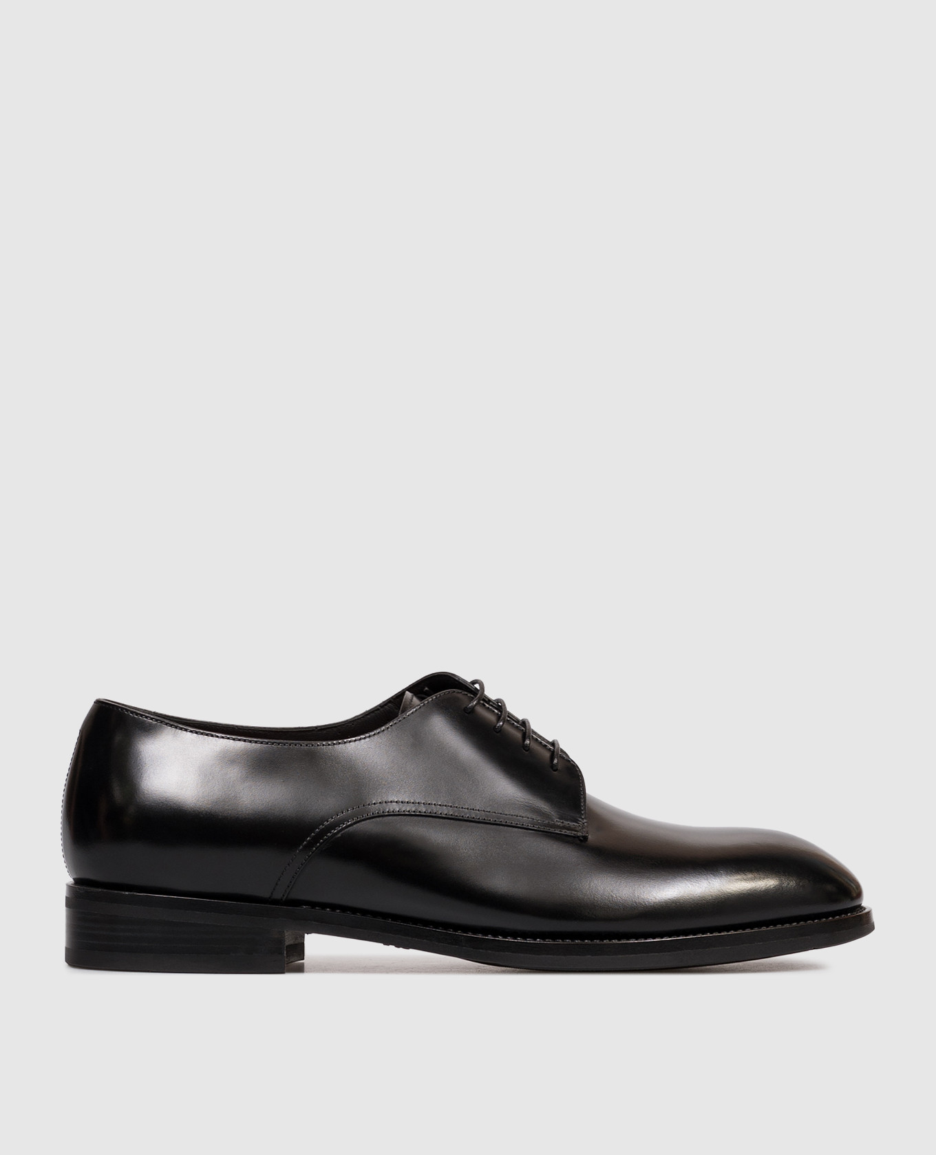 

Black leather glossy derby shoes Santoni