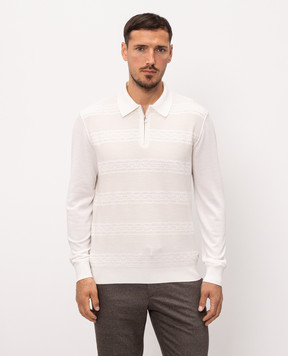 Stefano Ricci Ivory wool, cashmere and silk polo KE04006P30E26363
