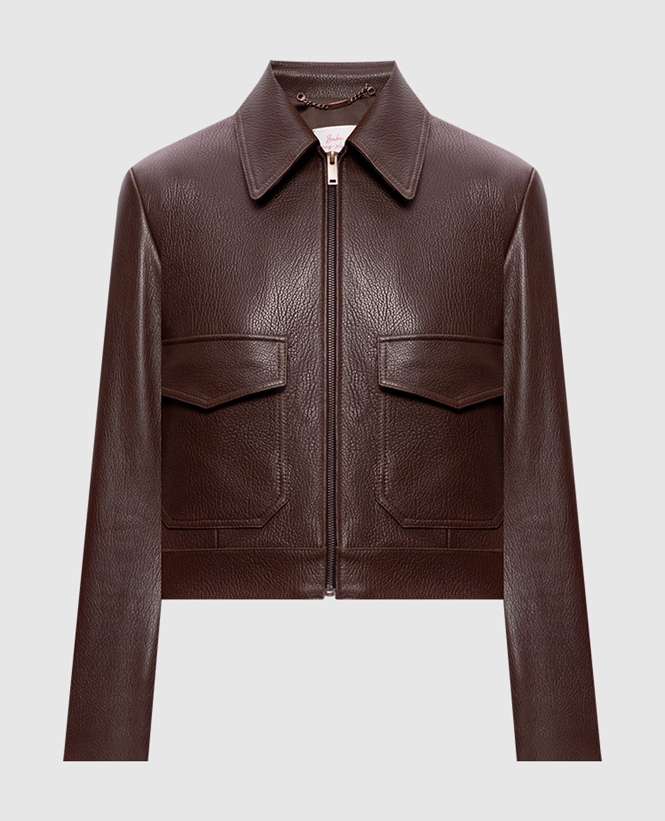 Brown cropped leather jacket Babe Pay Pls