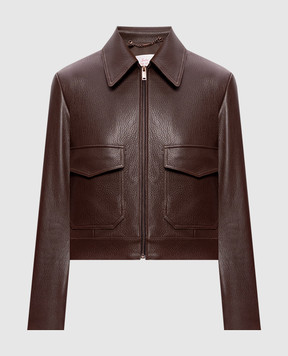 Babe Pay Pls Brown cropped leather jacket 2424ИЗМASTON