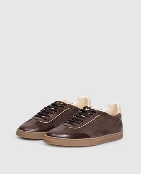 Brunello Cucinelli Brown suede sneakers with emblem MZULDGJ336