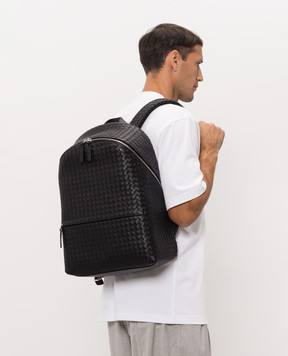 Bottega Veneta Black Intrecciato leather backpack 876359V4RT3