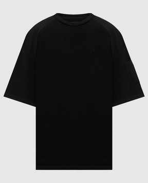Juun.j Black T-shirt with embroidered logo JC6242P005