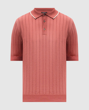 Peserico Red ribbed cotton polo shirt R59490F189173R