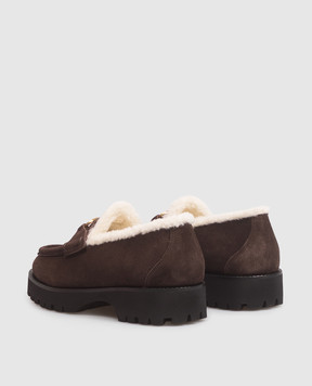 Valentino Brown suede loafers with fur trim 9W2S0NF5KJD