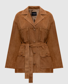 Simonetta Ravizza Ivan brown suede jacket with belt S06JA405S1SY