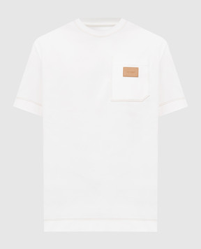 Fendi Ivory T-shirt with logo patch FY0936B05I
