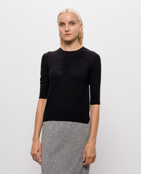 Ermanno Scervino Life Black wool jumper with short sleeves D494L503APLYY