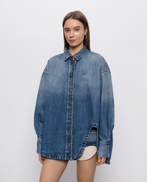 The Attico Blue denim shirt with a worn effect 261WCB00068DDD122AA