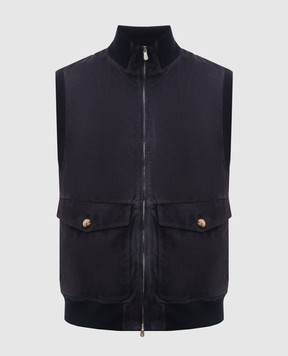 Brunello Cucinelli Blue suede vest MPCLF2079