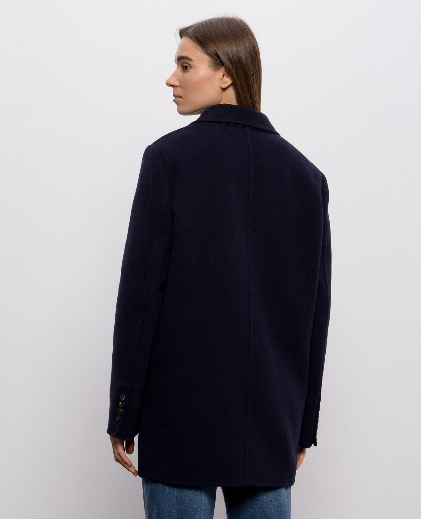 Blue double-breasted wool and cashmere coat Brunello Cucinelli 4