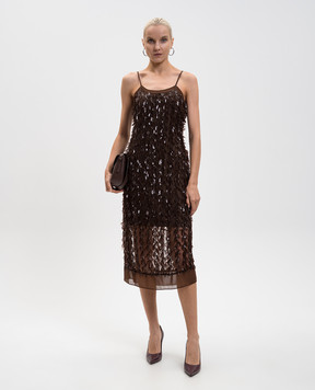 3.1 Phillip Lim Brown midi dress with sequins F25290994SQI