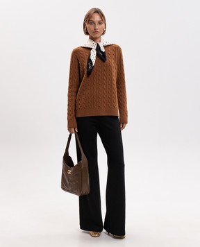 Valentino Brown cashmere sweater with a pattern 9B3KC75HAF1