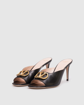 Valentino VLogo Black Leather Mules 8W2S0NQ4FLQ