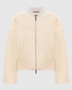 Peserico Beige wool, silk and cashmere bomber jacket S21428D5009A