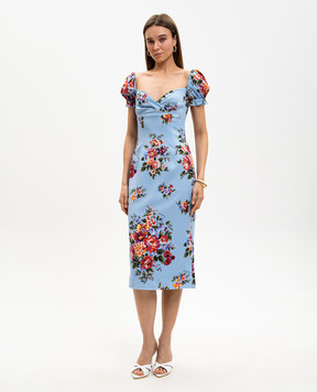 Dolce&Gabbana Blue dress with floral print silk F612STFSA8P