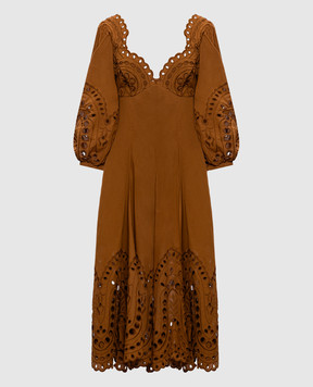 Charo Ruiz Brown Corbin midi dress 263615